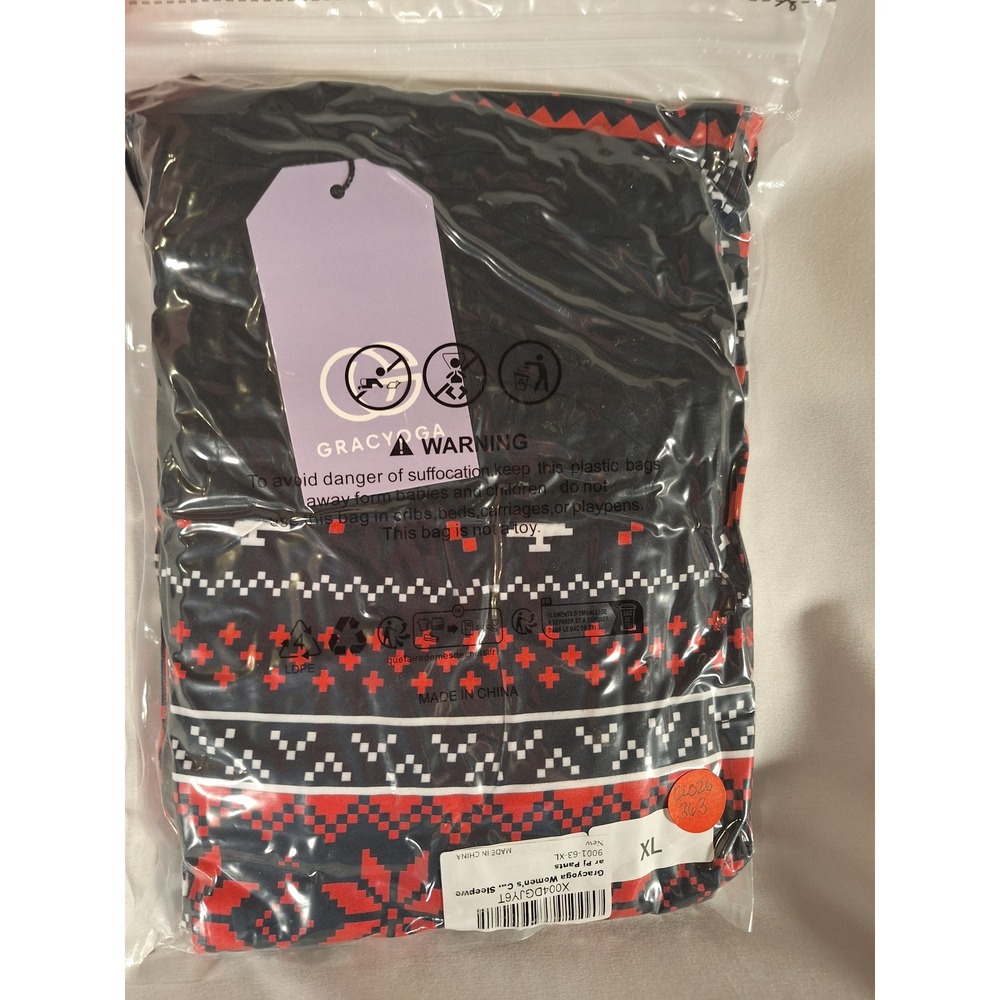 Gracyoga Womens Fair Isle Christmas Pajama Pants Reindeer Navy Red XL 9001-63-XL